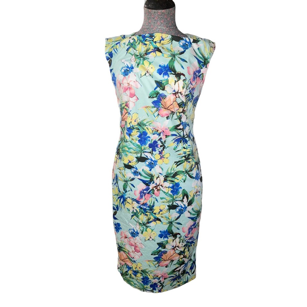 Carmen Marc Valvo pastel floral retro bombshell Spring/Summer Dress Fits Small